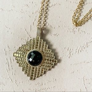Anna Beck Black Onyx Art Deco Pendant Necklace